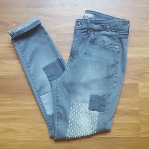 Martha Stewart Knee Patch Skinny Jeans